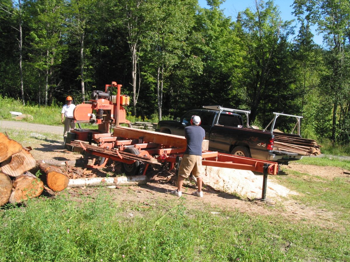 Milling logs into boards at Beaver Brook Farm, VT