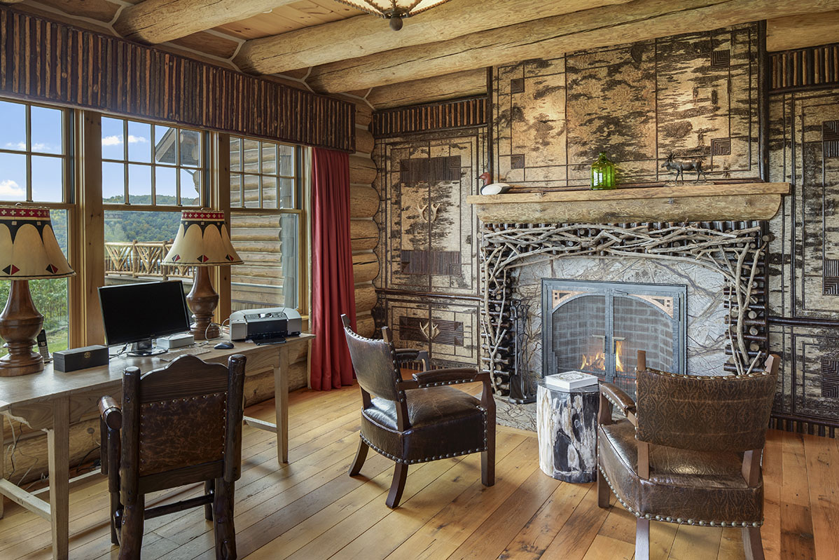 rustic ski lodge, Vermont, log home, rustic living, birch bark wall,