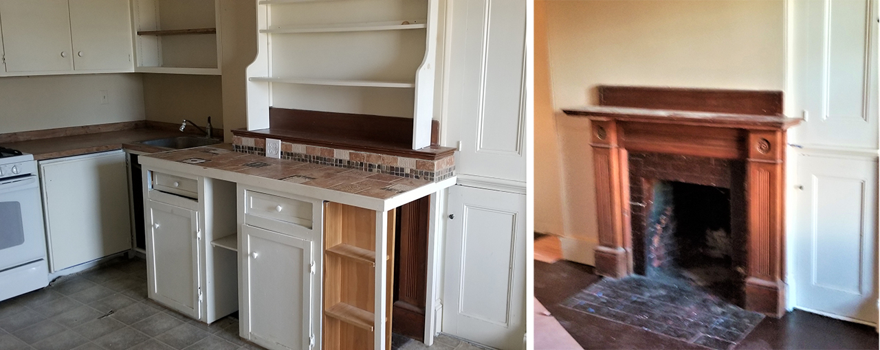 Kitchen demo reveals lovely old fireplace